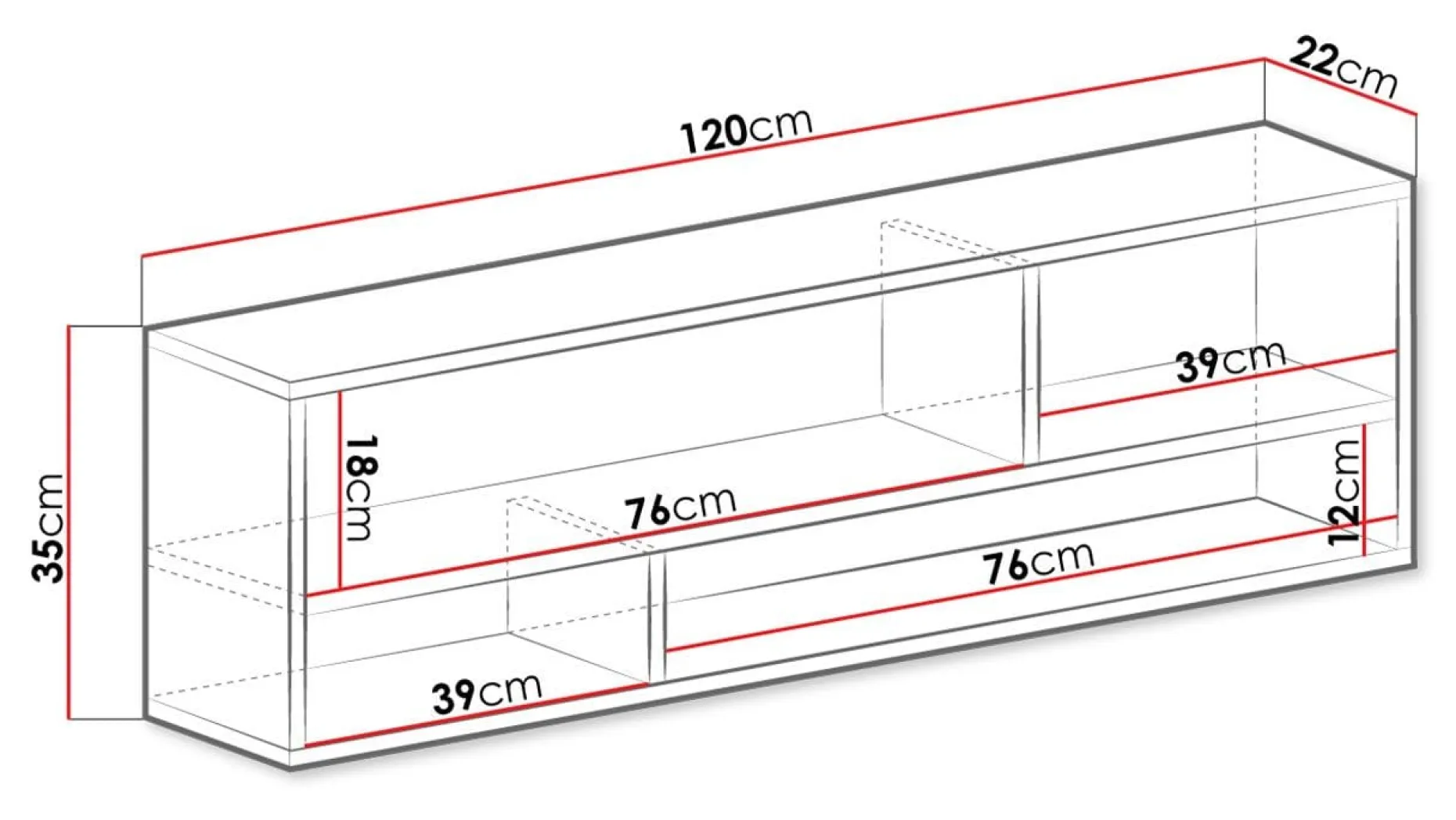 Elvaren Vegghylle 120 cm