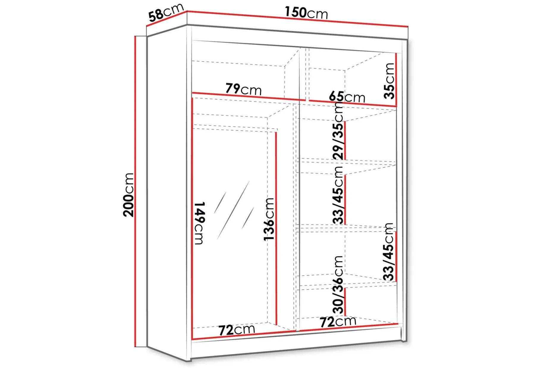 Emet Garderobe med Speil 150x200 cm