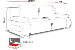 Emma Sovesofa 200x94x76 cm