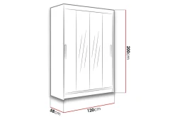 Estella Garderobe 120 cm Skyvedører Smalt Speil
