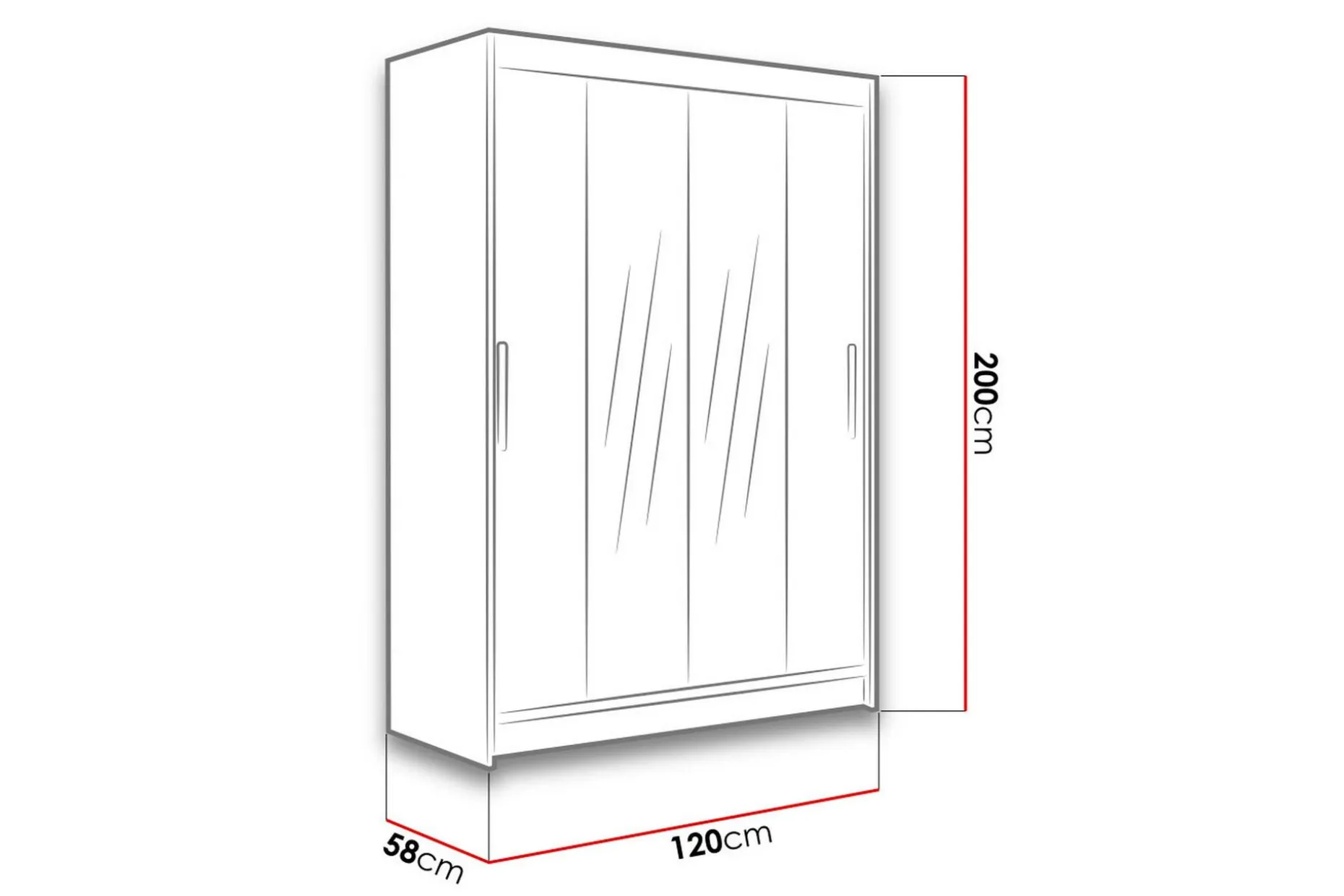Estella Garderobe 120 cm Skyvedører Smalt Speil