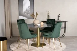 Estelle Spisegruppe 106 cm Rund med 4 Velvet Stoler