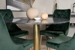 Estelle Spisegruppe 106 cm Rund med 4 Velvet Stoler