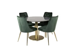 Estelle Spisegruppe 106 cm Rund med 4 Velvet Stoler