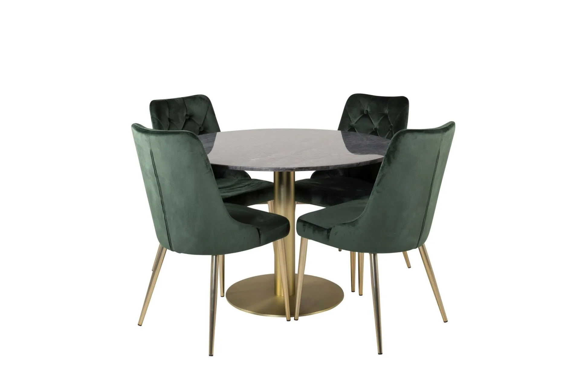 Estelle Spisegruppe 106 cm Rund med 4 Velvet Stoler
