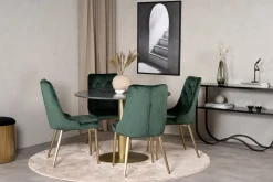 Estelle Spisegruppe 106 cm Rund med 4 Velvet Stoler
