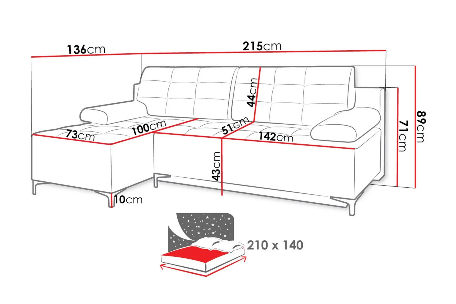 FABIO 4-seters Sovesofa Venstre