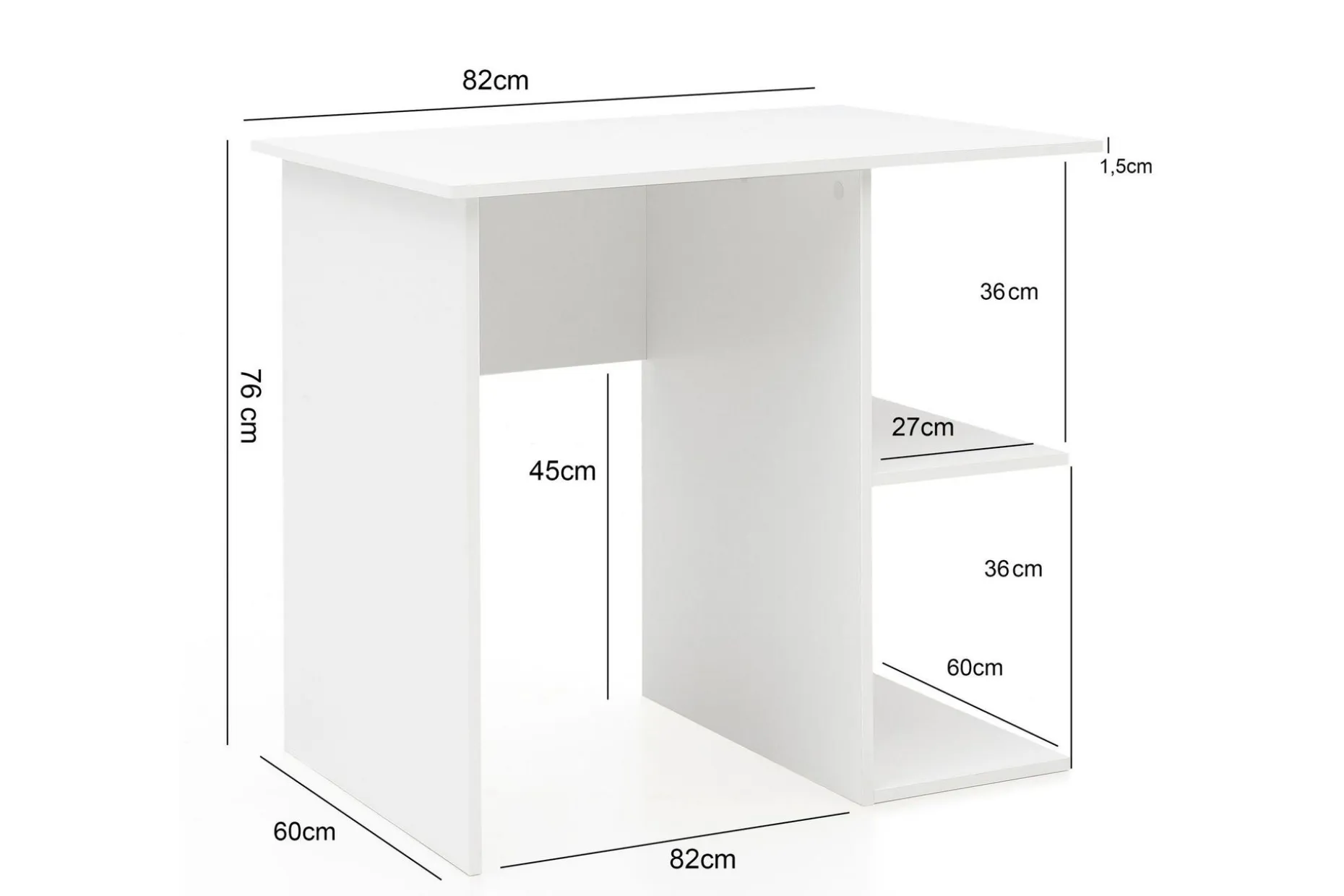 Farleys Skrivebord 82 cm med Oppbevaringshyller