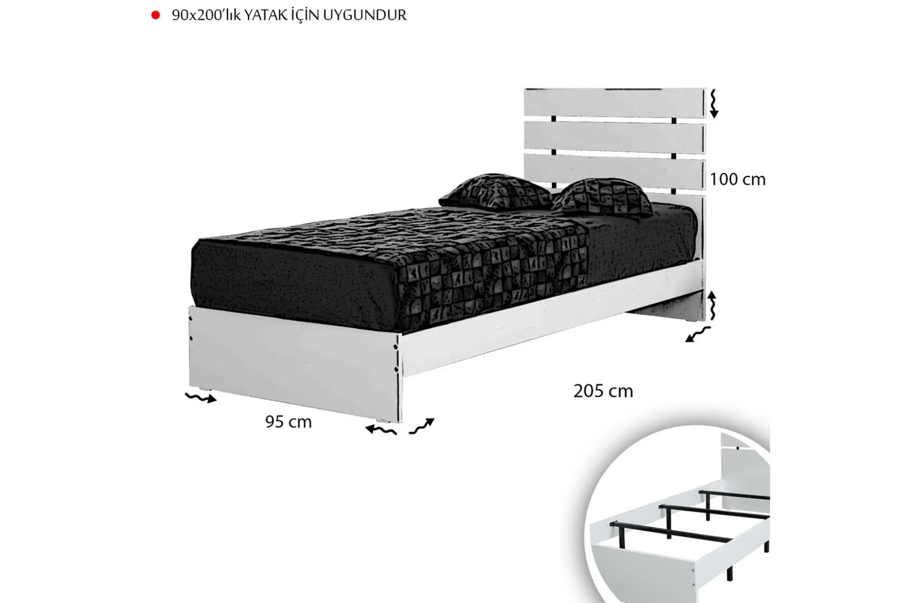 Feldene Sengeramme 90x200 cm