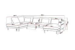 Florenz 4-seters Venstrevendt U-formet Sofa med Divan og Sjeselong i Chenille