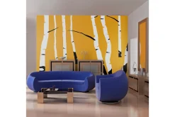 Fototapet Birches On The Orange Background 200x154
