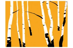 Fototapet Birches On The Orange Background 200x154