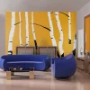 Fototapet Birches On The Orange Background 250x193