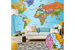 Fototapet XXL Verdenskart Fargerik Geografi II 500x280
