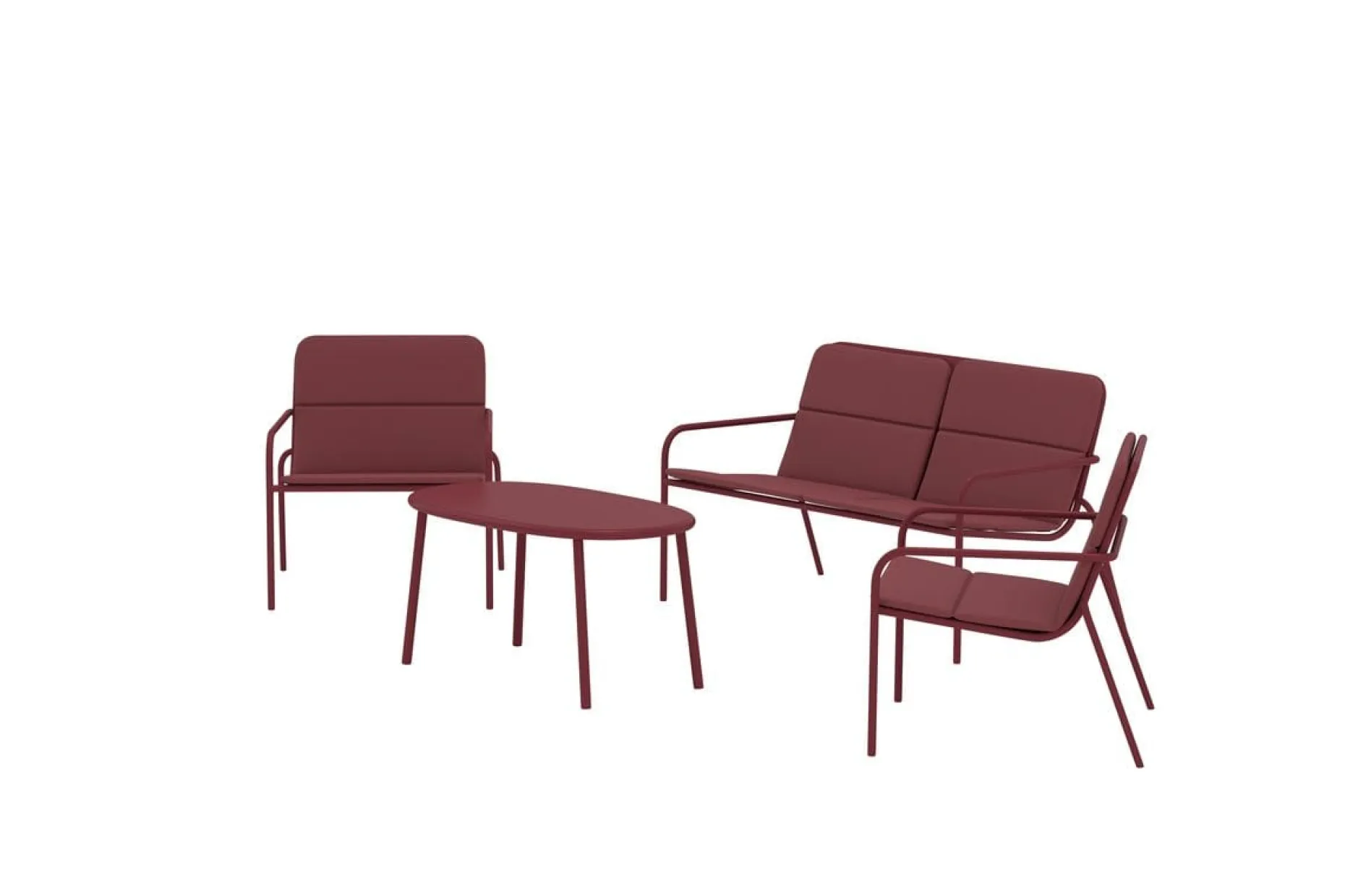 Fourni sofagruppe 2-seters sofa + 2 lenestoler med bord utendørs