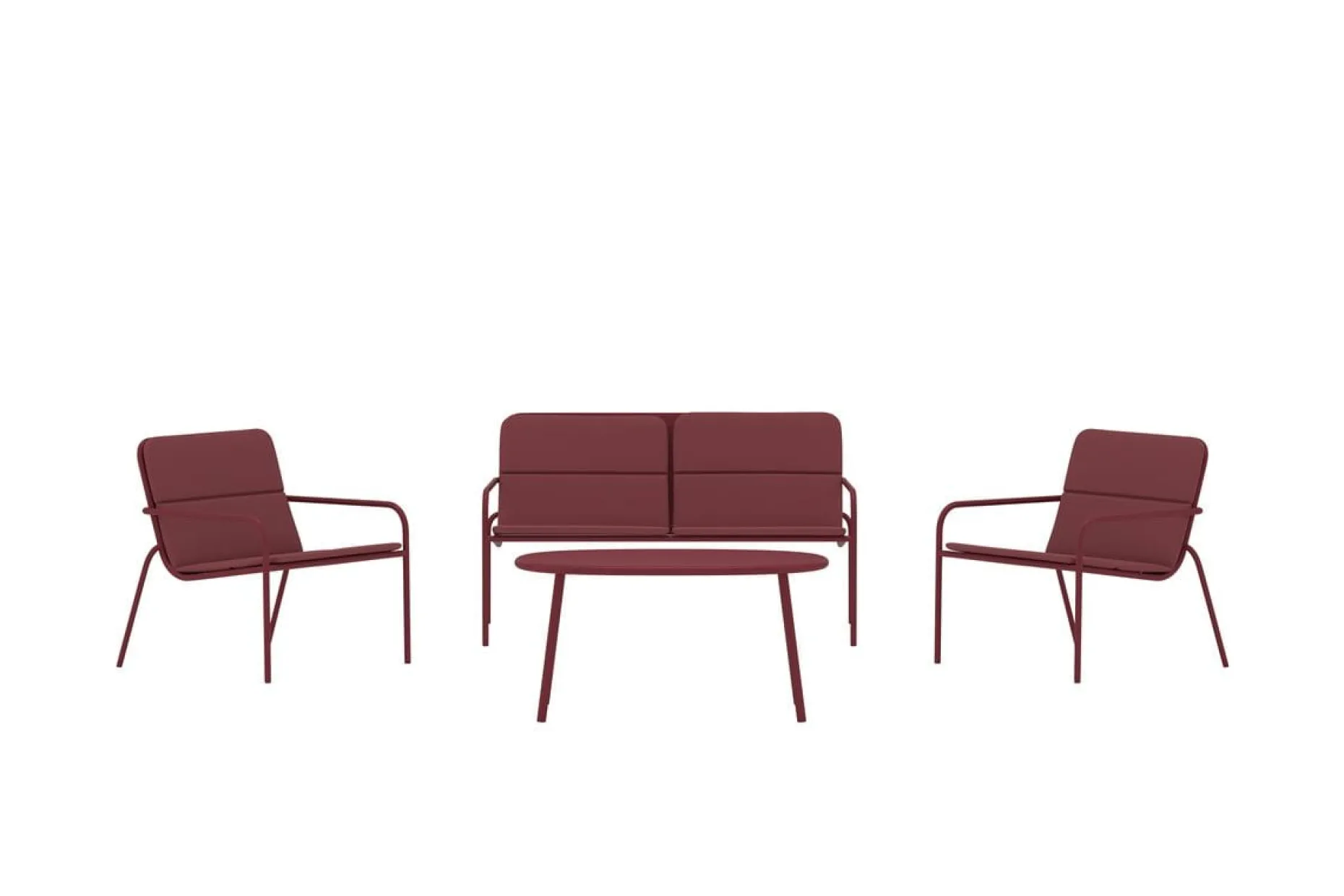 Fourni sofagruppe 2-seters sofa + 2 lenestoler med bord utendørs