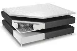 Franco Komplett Sengpakke med Oppbevaring LED-belysning 180x200 cm + 2 stk. Franco Nattbord