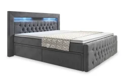 Franco Komplett Sengpakke med Oppbevaring LED-belysning 180x200 cm + 2 stk. Franco Nattbord