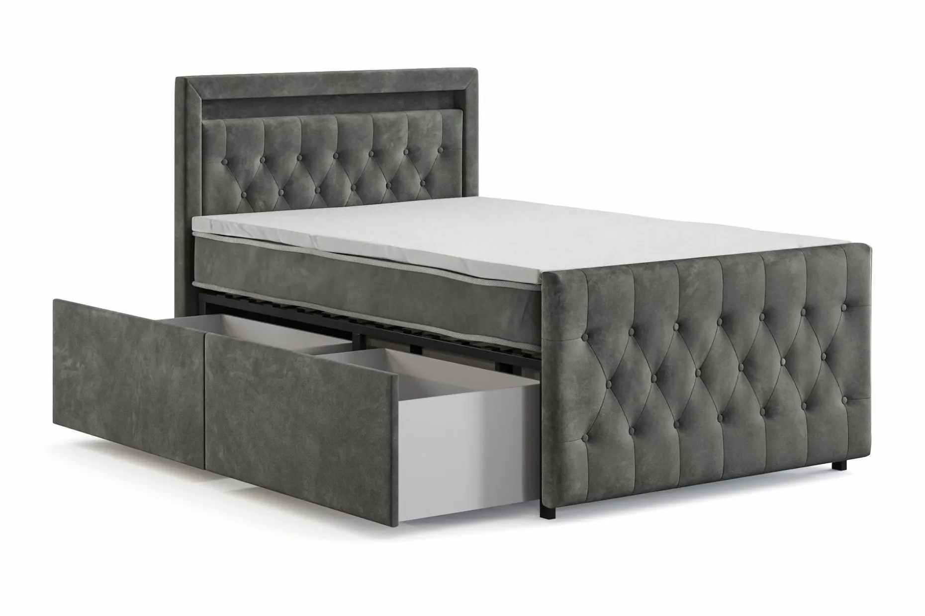Franco Light komplett sengesett med oppbevaring LED-belysning 120x200 cm