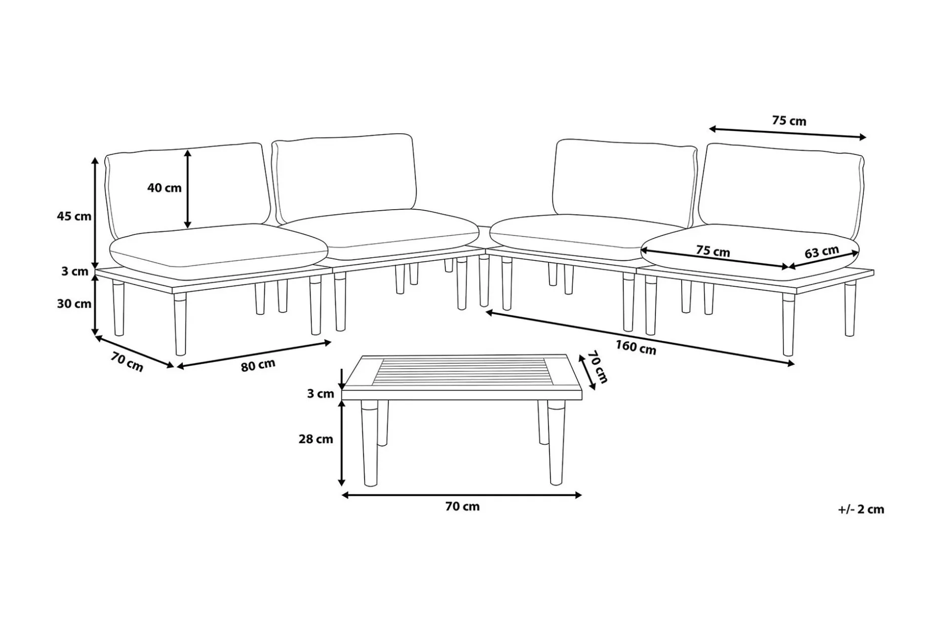 Frascati Loungegruppe 80 cm