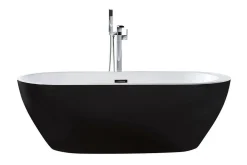 Frittstående badekar 170 x 80 cm oval svart NEVIS