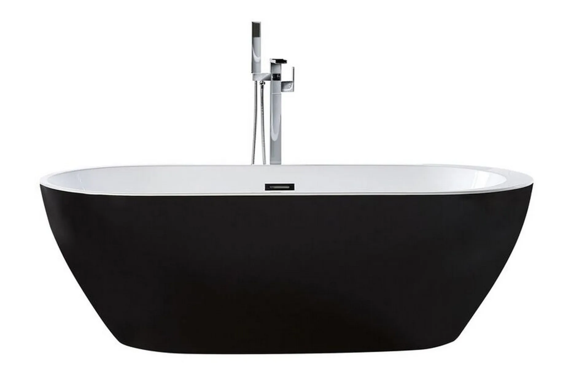 Frittstående badekar 170 x 80 cm oval svart NEVIS