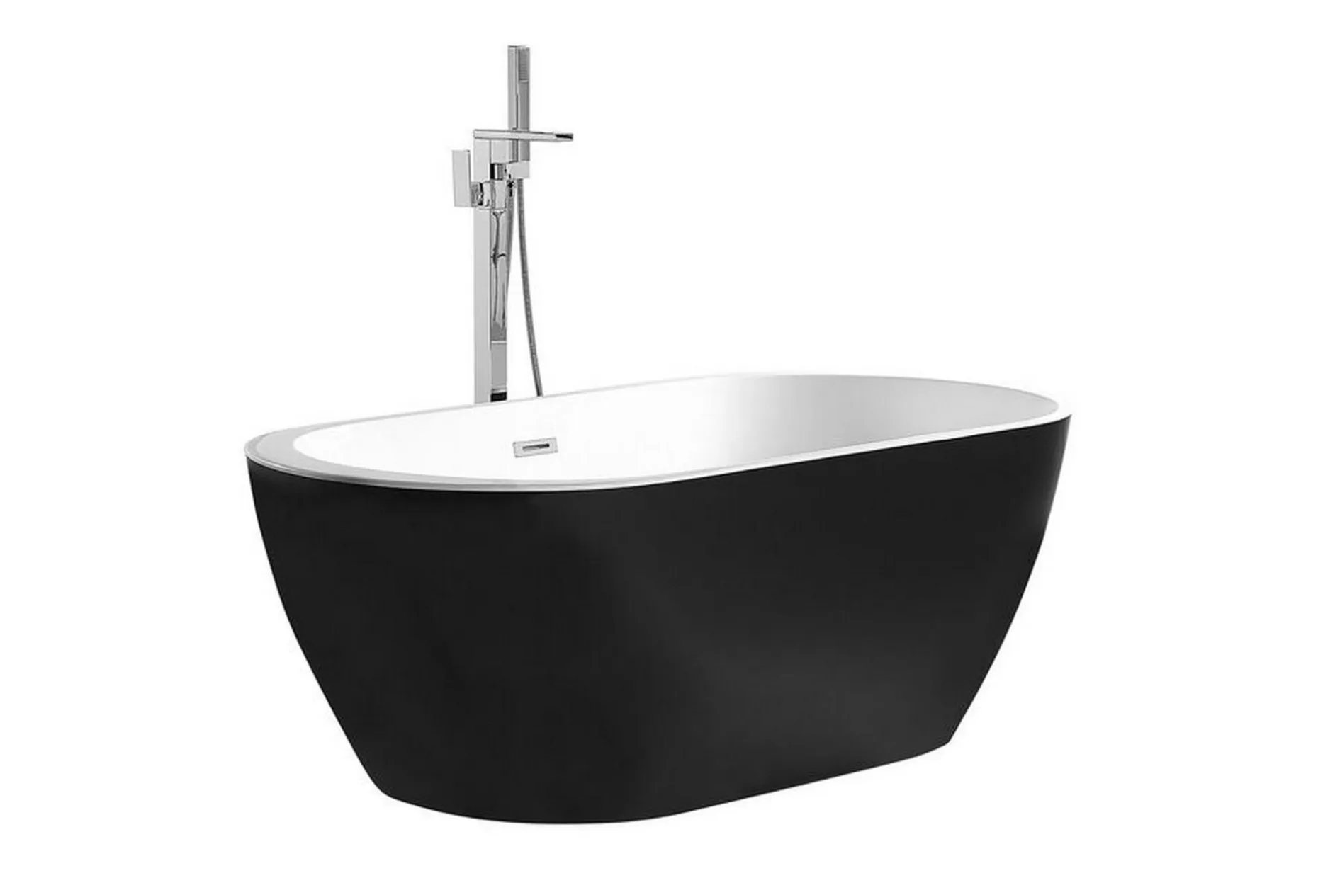 Frittstående badekar 170 x 80 cm oval svart NEVIS
