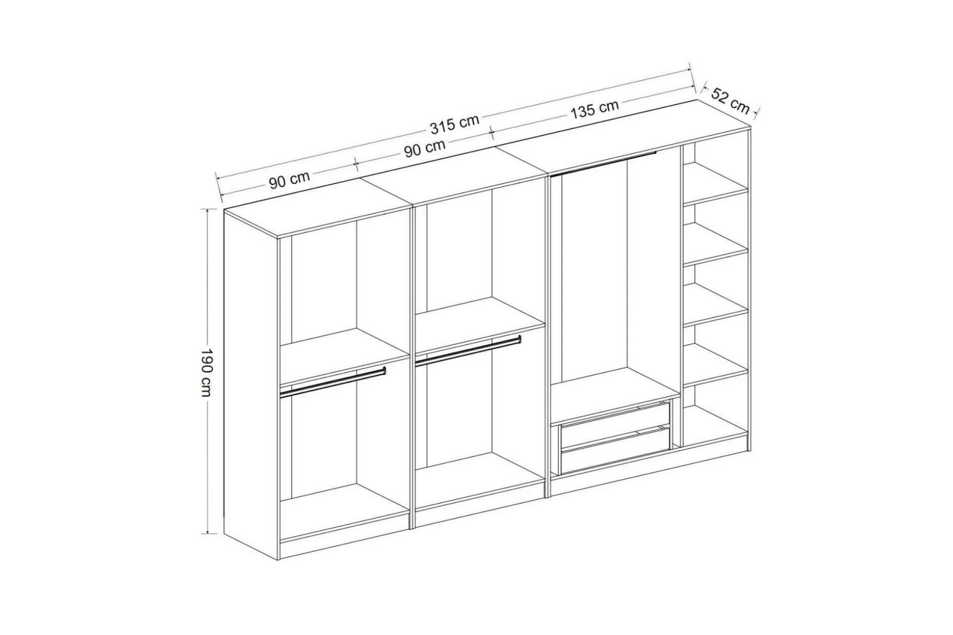 Fruitland Garderobe 315 cm