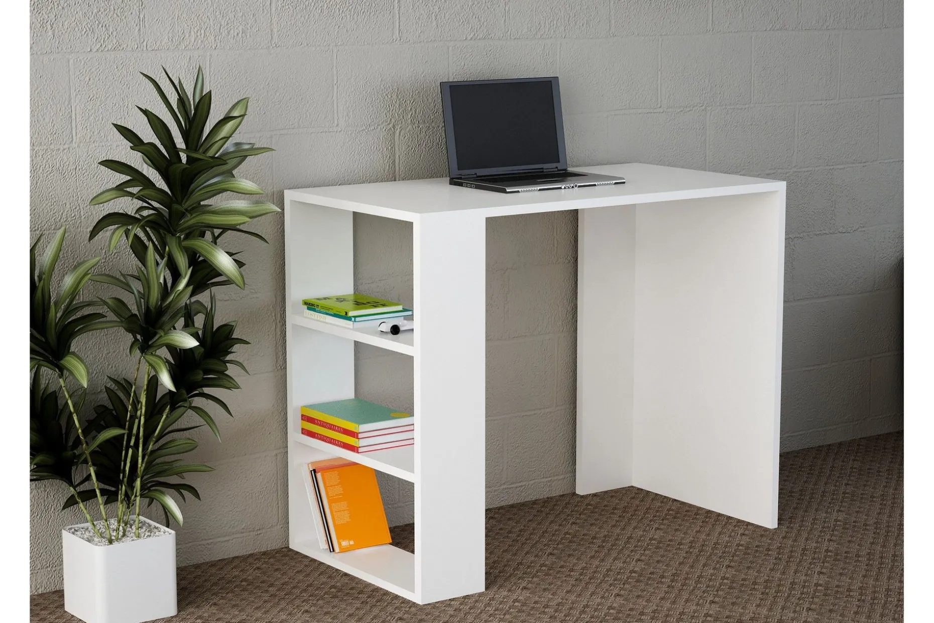 Furny Home Skrivebord 90 cm med Oppbevaringshylle