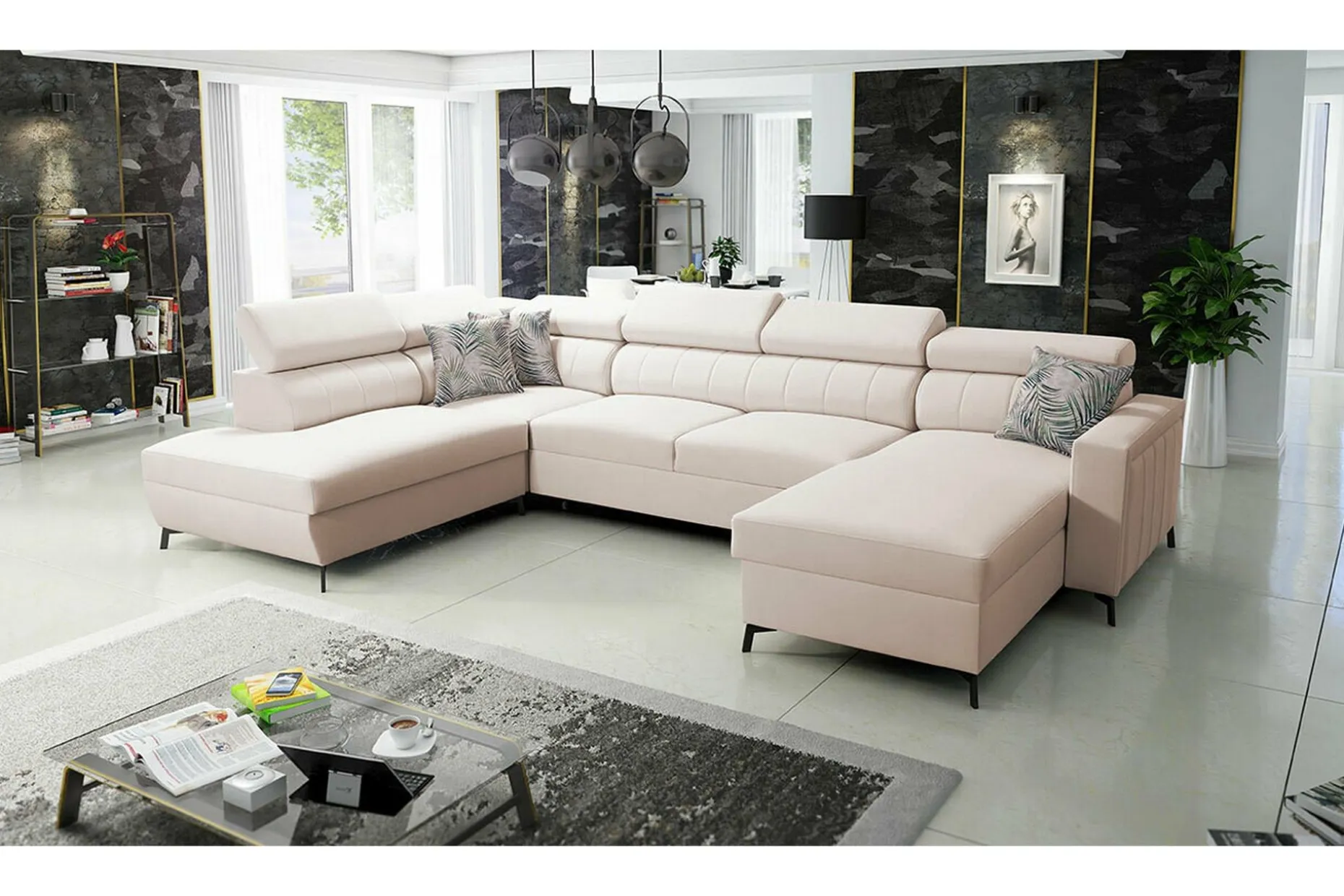 Galbally 5-sits Hörnbäddsoffa Beige