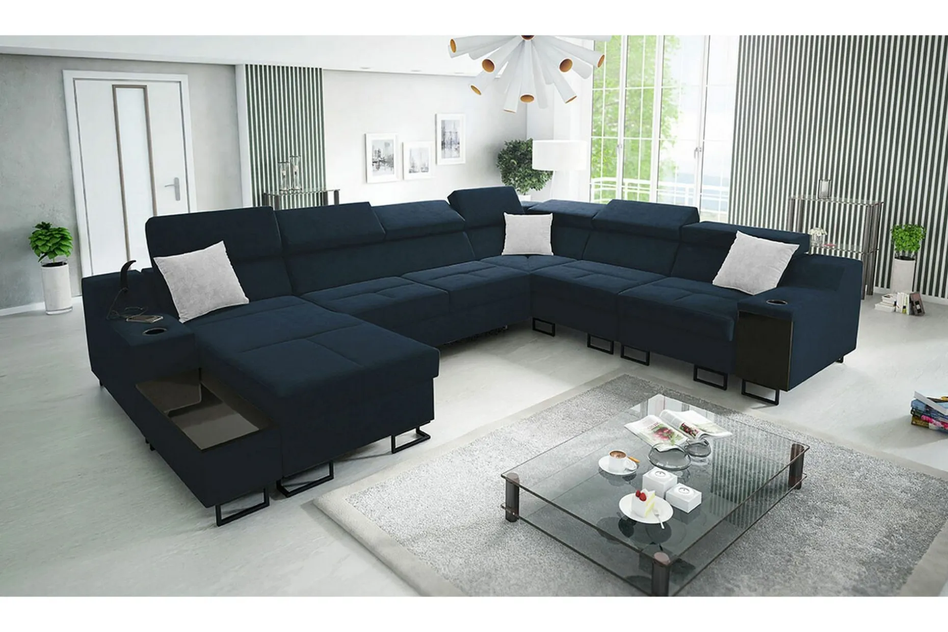 Galbally 5-sits Hörnsoffa Dark blue