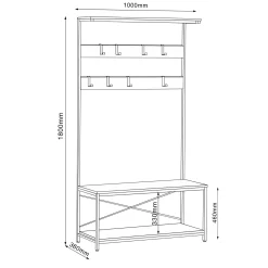 Gangkonsoll HOME4YOU Hedvig 100x36x180 cm ask/svart