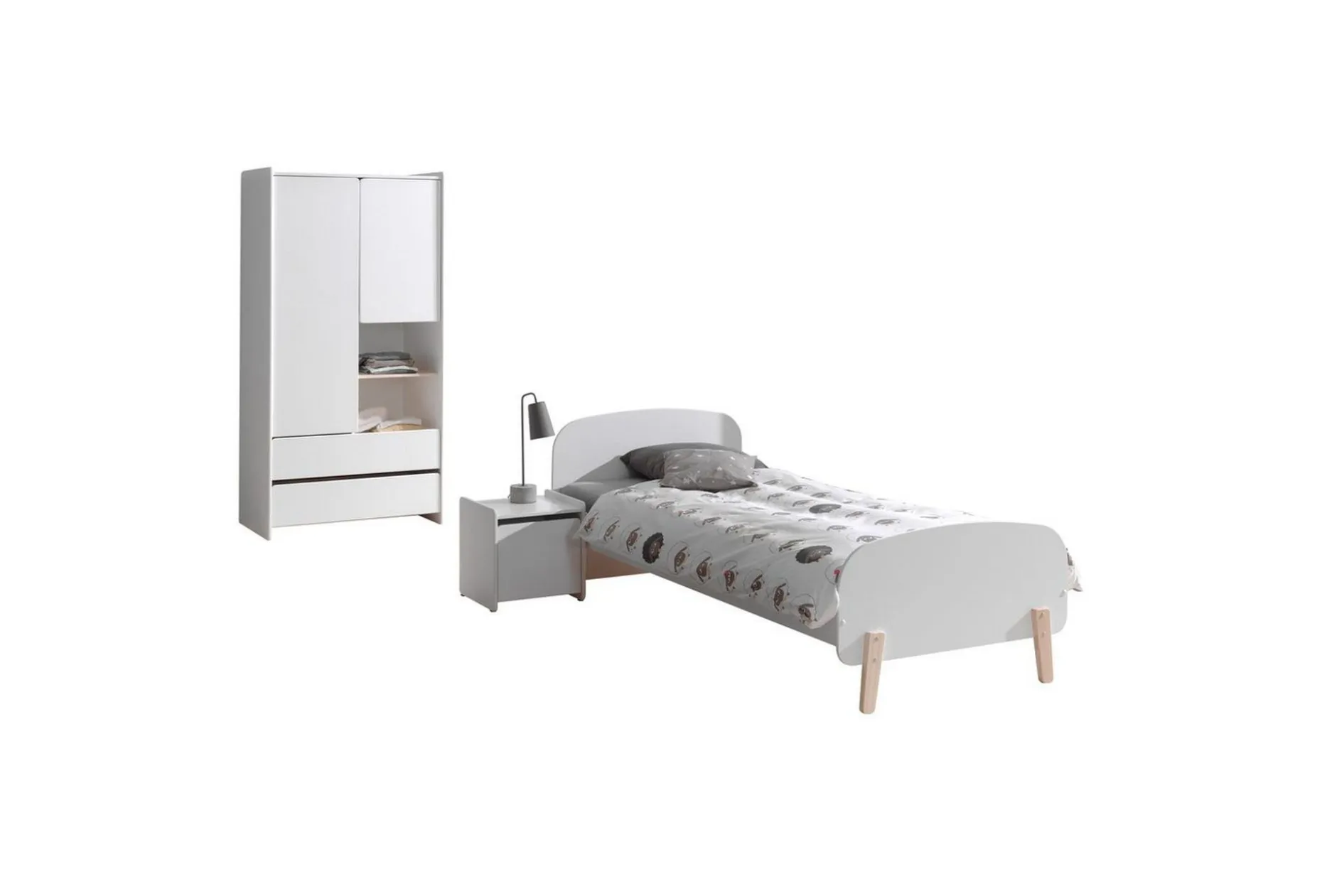 Garderobe med seng nattbord Kiddy