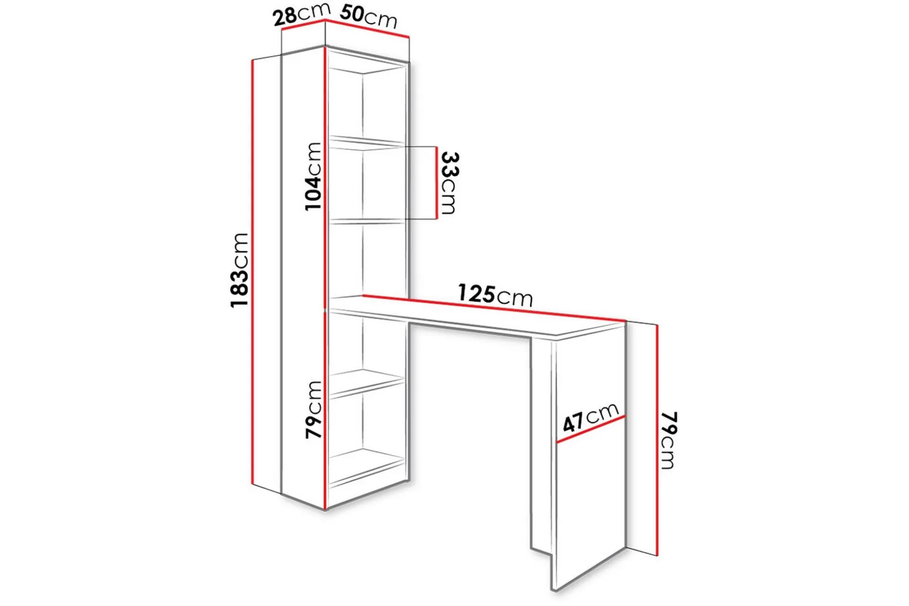 Gdeide Skrivebord 50x125 cm
