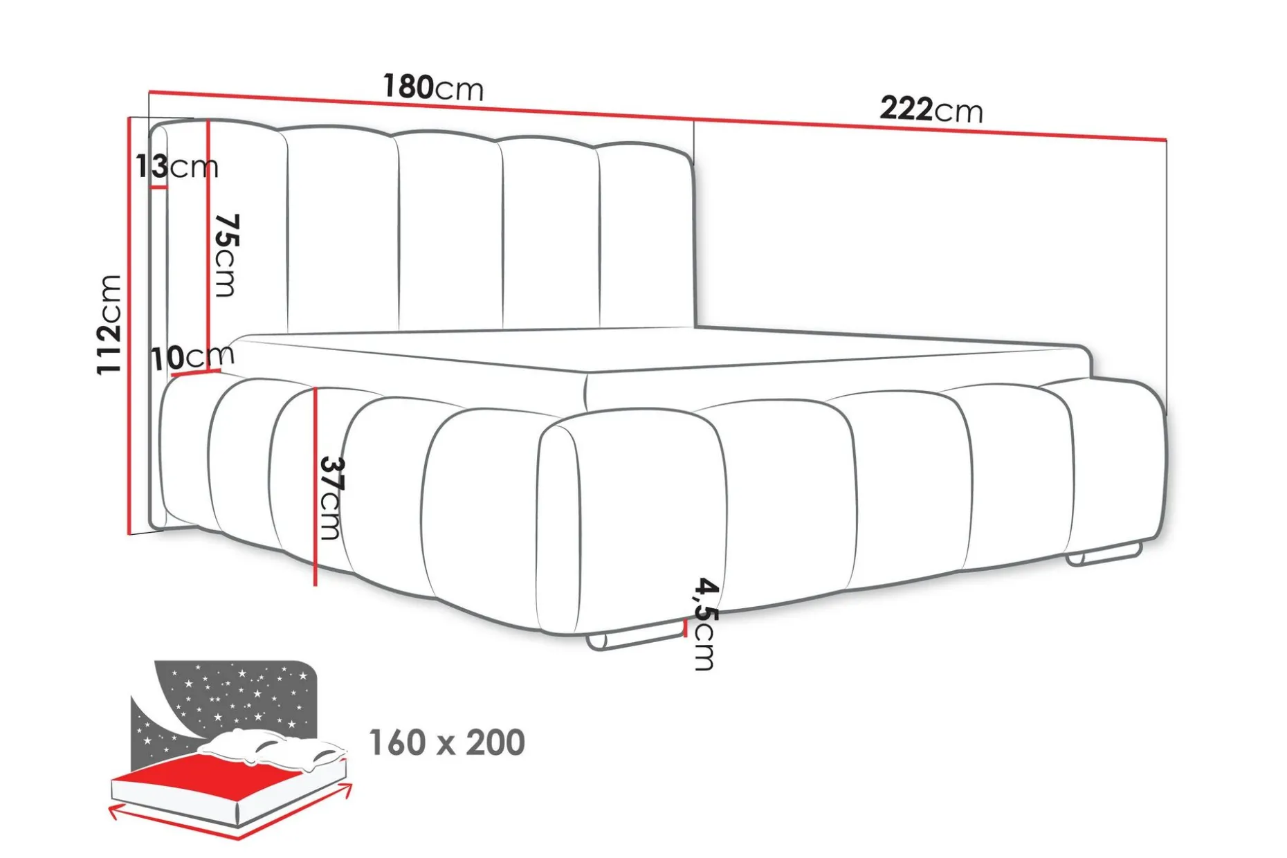 Gioia Oppbevaringsseng 160x200 cm