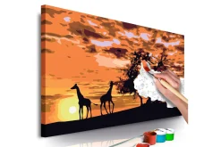 Gjør-det-selv Maleri Savannah Giraffes & Elephants 60x40