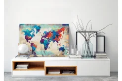 Gjør-det-selv-maleri Verdenskart Blå & Rød 60x40 cm