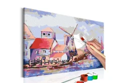 Gjør-det-selv-maleri Vindmøller Landskap 60x40 cm