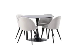 Glade Spisegruppe 100 cm Rund med 4 Velvet Stoler