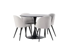 Glade Spisegruppe 100 cm Rund med 4 Velvet Stoler