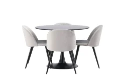 Glade Spisegruppe 100 cm Rund med 4 Velvet Stoler