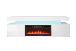 Glenndale TV benk med oppbevaring + LED kamin + Belysning 190 cm