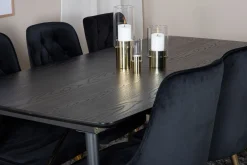 Gold Spisegruppe Forlengningsbar 180-220 cm Rektangulær med 6 Velvet Stoler