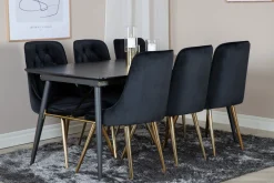 Gold Spisegruppe Forlengningsbar 180-220 cm Rektangulær med 6 Velvet Stoler