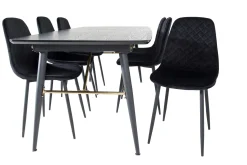 Gold Spisegruppe Forlengningsbar 180-220 cm Rektangulær med 6 Polar Stoler