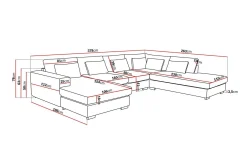 Grande 5-seters U-Sofa med Divan Venstre