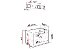 Grawis Sittebenk med 6-pk Veggdekorasjon 60x30 cm