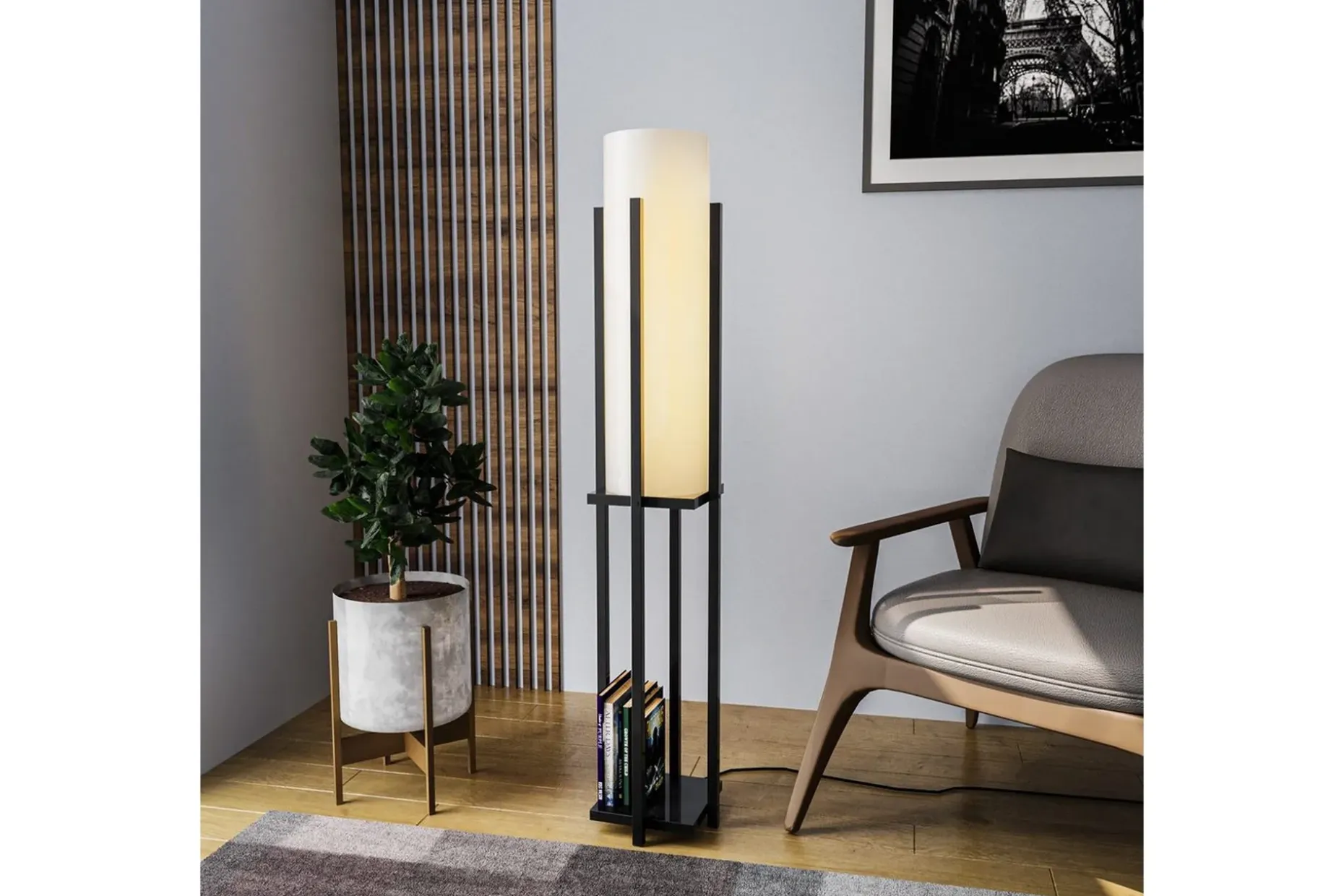 Gulvlampe Ratmompe (Hyllehøyde: 60 cm) Svart Beige