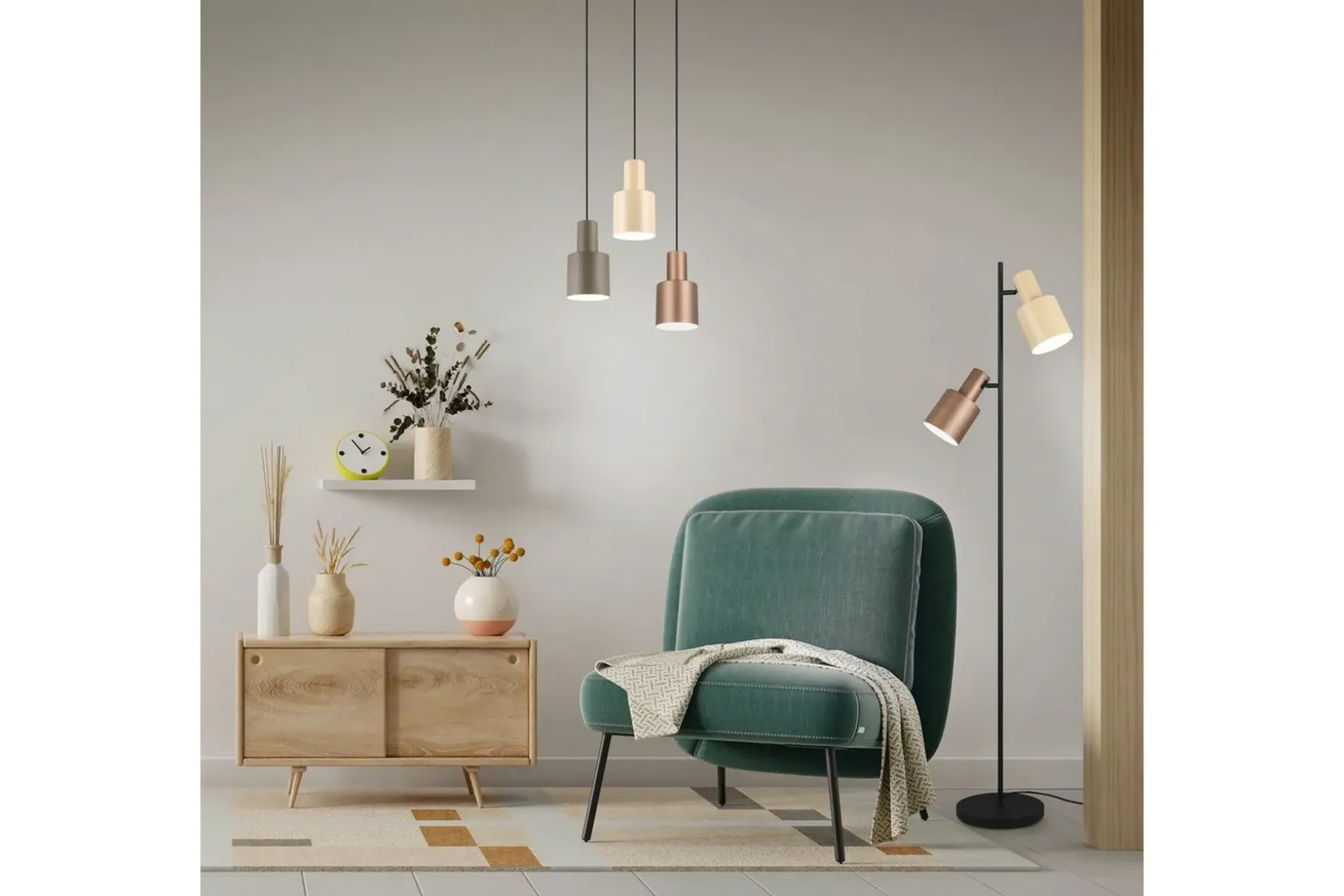 Gulvlampe TRIO Agudo Mangefarget