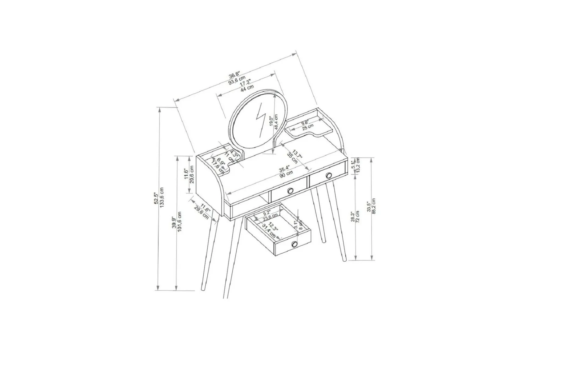 Habiba Sminkebord 93,6 cm